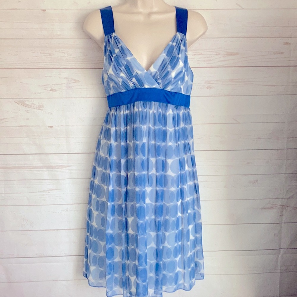 Maggy London Blue and White Mini Dress